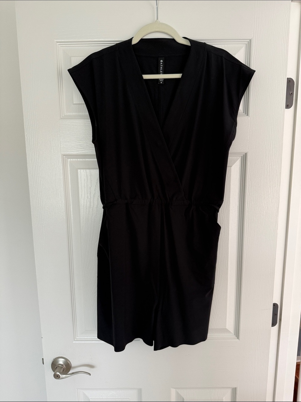 Black V-Neck Cap Sleeve shorts jumpsuit